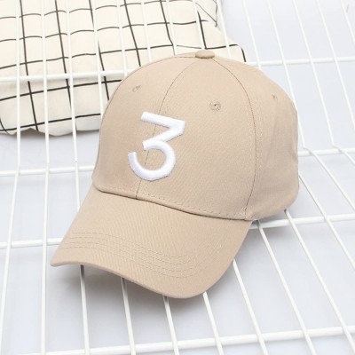 Baseball Caps Number 3 Baseball Cap Embroidered Adjustable Chance The Rapper Hip Hop Hats - Khaki - CD18906ZTI6 $7.86