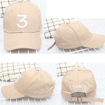 Baseball Caps Number 3 Baseball Cap Embroidered Adjustable Chance The Rapper Hip Hop Hats - Khaki - CD18906ZTI6 $7.86