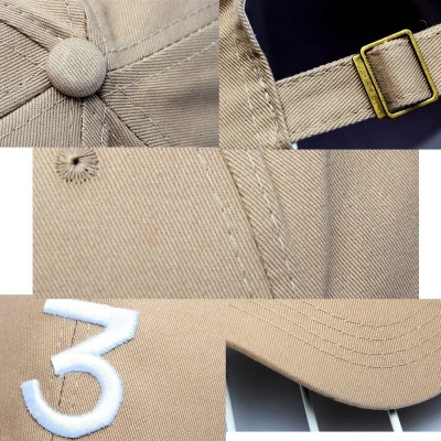 Baseball Caps Number 3 Baseball Cap Embroidered Adjustable Chance The Rapper Hip Hop Hats - Khaki - CD18906ZTI6 $7.86