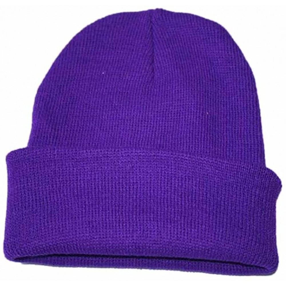 Skullies & Beanies Unisex Slouchy Knitting Beanie Hip Hop Cap & Warm Winter Ski Hat - Purple - CR187R7LR8S $10.45
