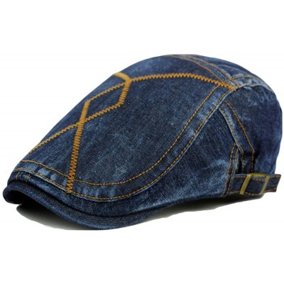 Newsboy Caps Denim Ivy Gatsby Cabbie Newsboy Cap Hat for Men - Denim Blue - C112FKT7177 $17.40