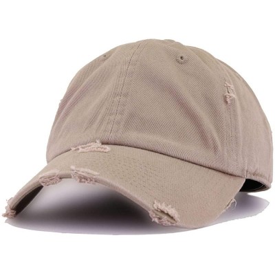 Baseball Caps Good Vibes Only Vintage Baseball Cap Embroidered Cotton Adjustable Distressed Dad Hat - Khaki - CM18AIN5T9I $18.71