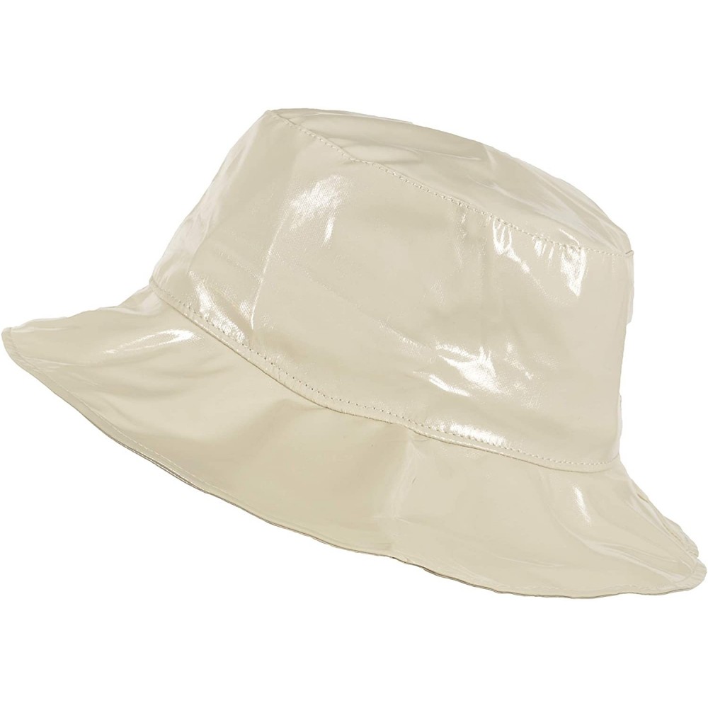 Rain Hats Wide-Brimmed Vinyl Rain Hat - 06-beige - CH11UYFK5S5 $13.05