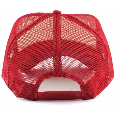 Baseball Caps Blank Mesh Adjustable Snapback Cotton 6-Panel Trucker Hat Cap - Red/White - CT11LZX3QHH $18.32