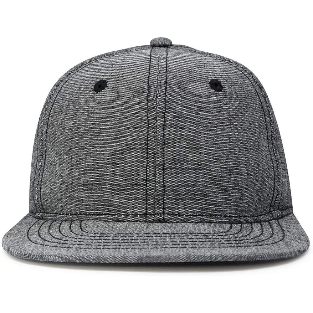 Baseball Caps Premium Flat Bill Baseball Cap Structured Hat Snap Back Chambray - Gray - C112N6GN0V2 $6.89