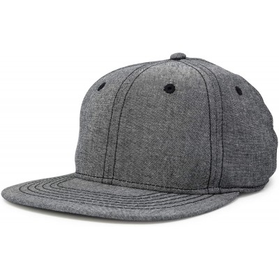 Baseball Caps Premium Flat Bill Baseball Cap Structured Hat Snap Back Chambray - Gray - C112N6GN0V2 $20.66