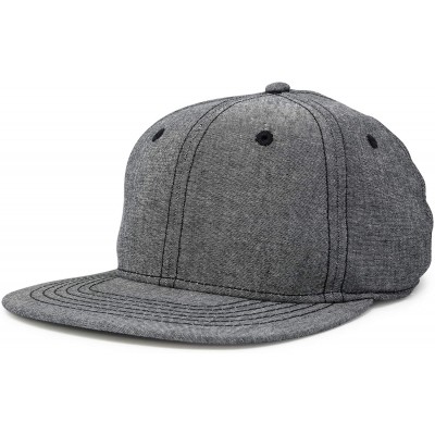 Baseball Caps Premium Flat Bill Baseball Cap Structured Hat Snap Back Chambray - Gray - C112N6GN0V2 $6.89