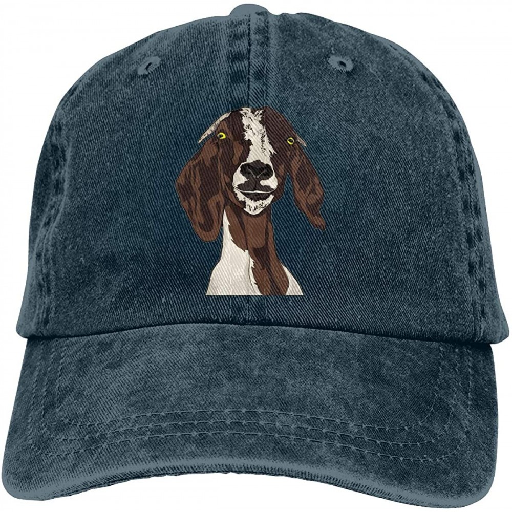 Baseball Caps Expression Goat Washed Distressed Baseball Cap Twill Adjustable Six Panel Hat - Navy - CF196YDXNSL $10.42