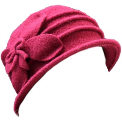 Fedoras 100% Wool Dome Bucket Hat Winter Cloche Hat Fedoras Cocktail Hat - C-red - CZ18IZUGQ0M $11.03