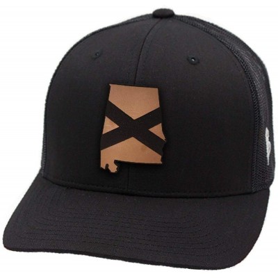 Baseball Caps Alabama 'The 22' Leather Patch Hat Curved Trucker - Brown/Tan - CN18IGR4EYQ $20.25