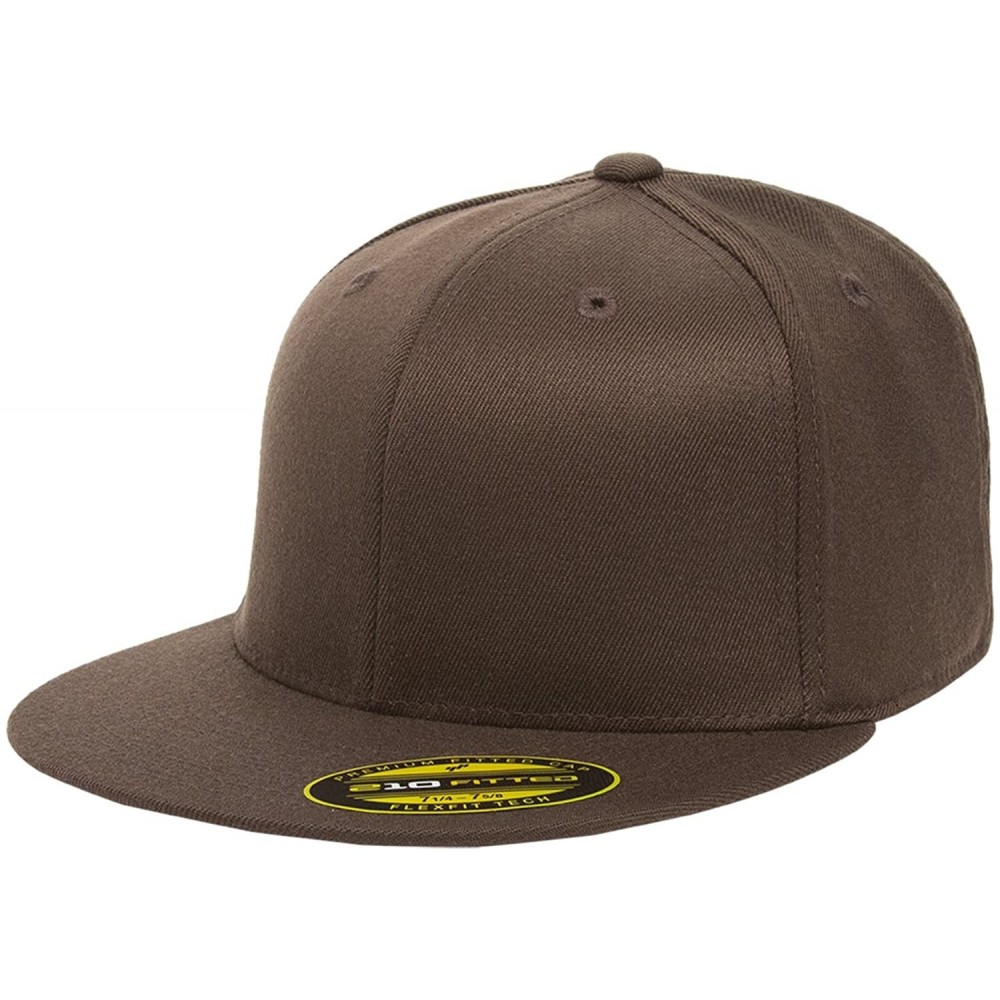 Baseball Caps Flexfit Premium 210 Fitted Flat Brim Baseball Hat - Brown - CN113GJFL67 $14.89