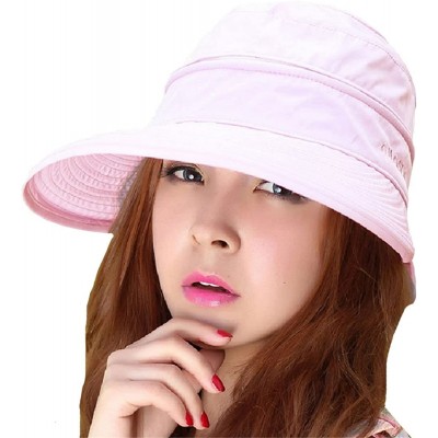 Sun Hats Womens Casual Wide Brim 2in1 UV Traveler Summer Golf Sun Hat - Pink - C711ZCIJCKV $9.91