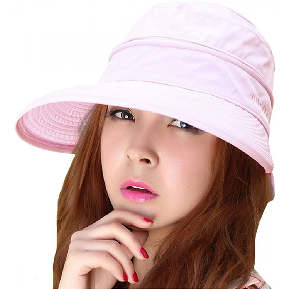 Sun Hats Womens Casual Wide Brim 2in1 UV Traveler Summer Golf Sun Hat - Pink - C711ZCIJCKV $9.91