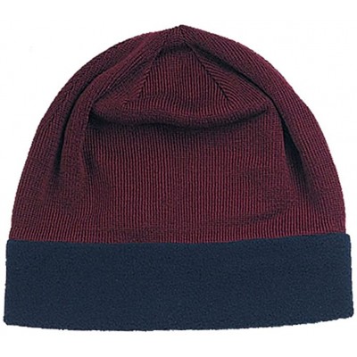 Skullies & Beanies Knitting Beanie Winter Cap - Burgundy/Navy - C4110J7OX0T $9.78