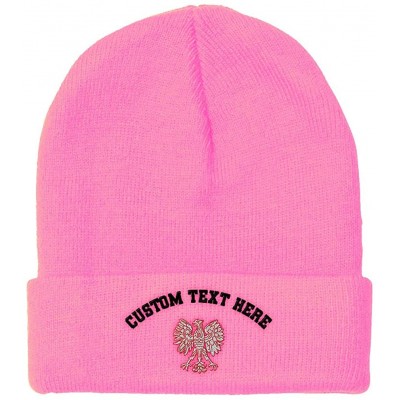 Skullies & Beanies Custom Beanie for Men & Women Polish Eagle Embroidery Acrylic Skull Cap Hat - Soft Pink - CF18ZS48O3T $27.17