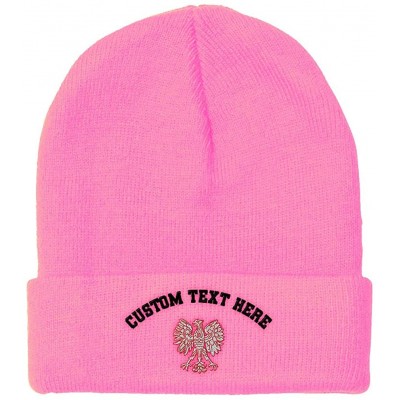 Skullies & Beanies Custom Beanie for Men & Women Polish Eagle Embroidery Acrylic Skull Cap Hat - Soft Pink - CF18ZS48O3T $18.12