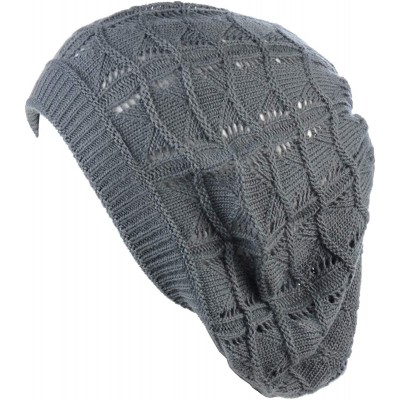 Berets Womens Knit Beanie Beret Hat Lightweight Fashion Accessory Crochet Cutouts - J019charc - CH194YS5EEM $23.47