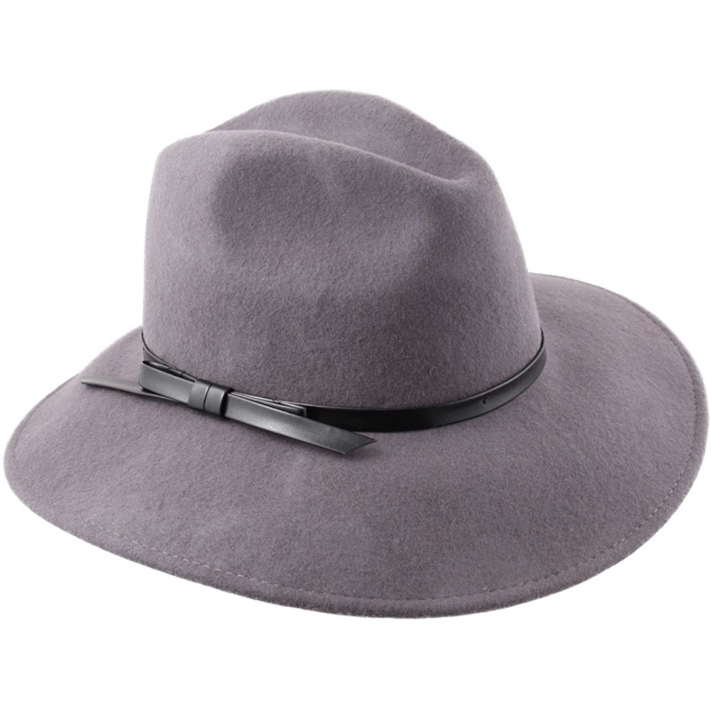 Fedoras Women's Lady Traveller Wool Felt Floppy Hat - Gris - CC187N54OIN $27.74