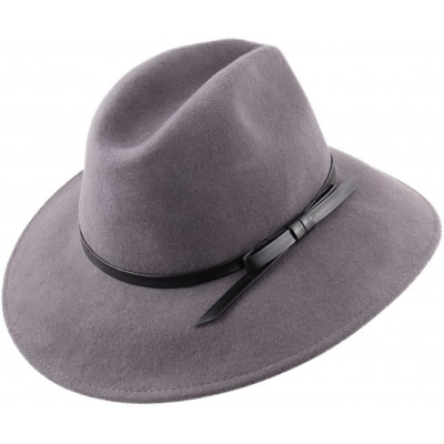 Fedoras Women's Lady Traveller Wool Felt Floppy Hat - Gris - CC187N54OIN $27.74