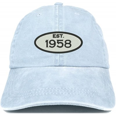 Baseball Caps Established 1958 Embroidered 62nd Birthday Gift Pigment Dyed Washed Cotton Cap - Light Blue - CM180N495RO $20.74