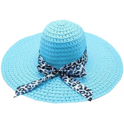 Sun Hats Sunhat for Women - Elegant Leopard Bowknot Folding Beach Cap Big Brim Straw Hat Sunshade Floppy Wide Brim Hats - CV1...