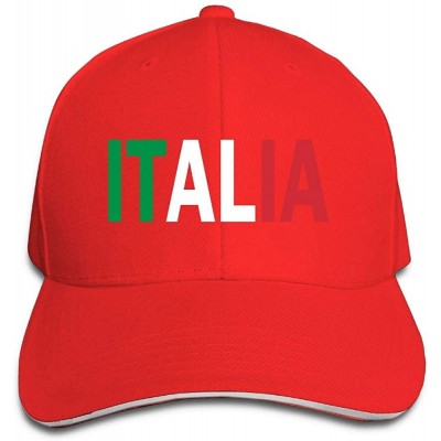 Baseball Caps Italia Outdoor Snapback Sandwich Duck Tongue Cap Adjustable Baseball Hat Plain Cap for Men Women - Red - CF18H8...