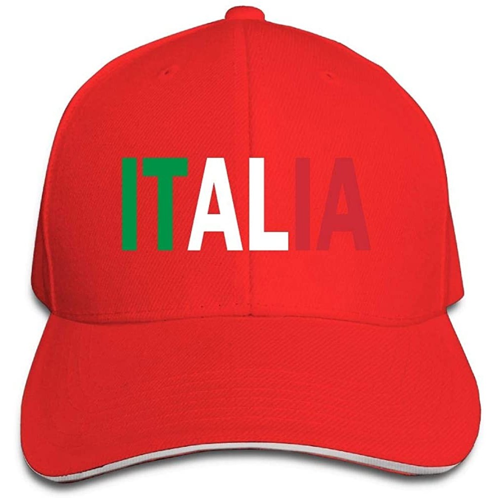 Baseball Caps Italia Outdoor Snapback Sandwich Duck Tongue Cap Adjustable Baseball Hat Plain Cap for Men Women - Red - CF18H8...