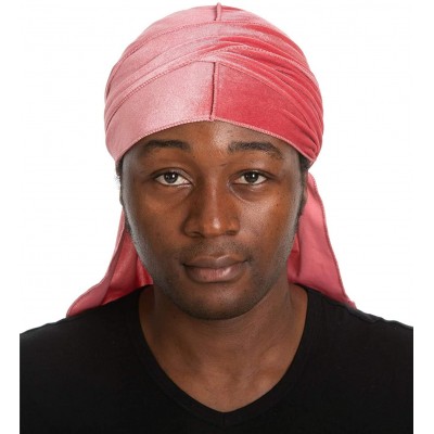 Skullies & Beanies Premium Velvet Durag with Extra Long Straps - Pink Deep - C318QS9D05C $11.39