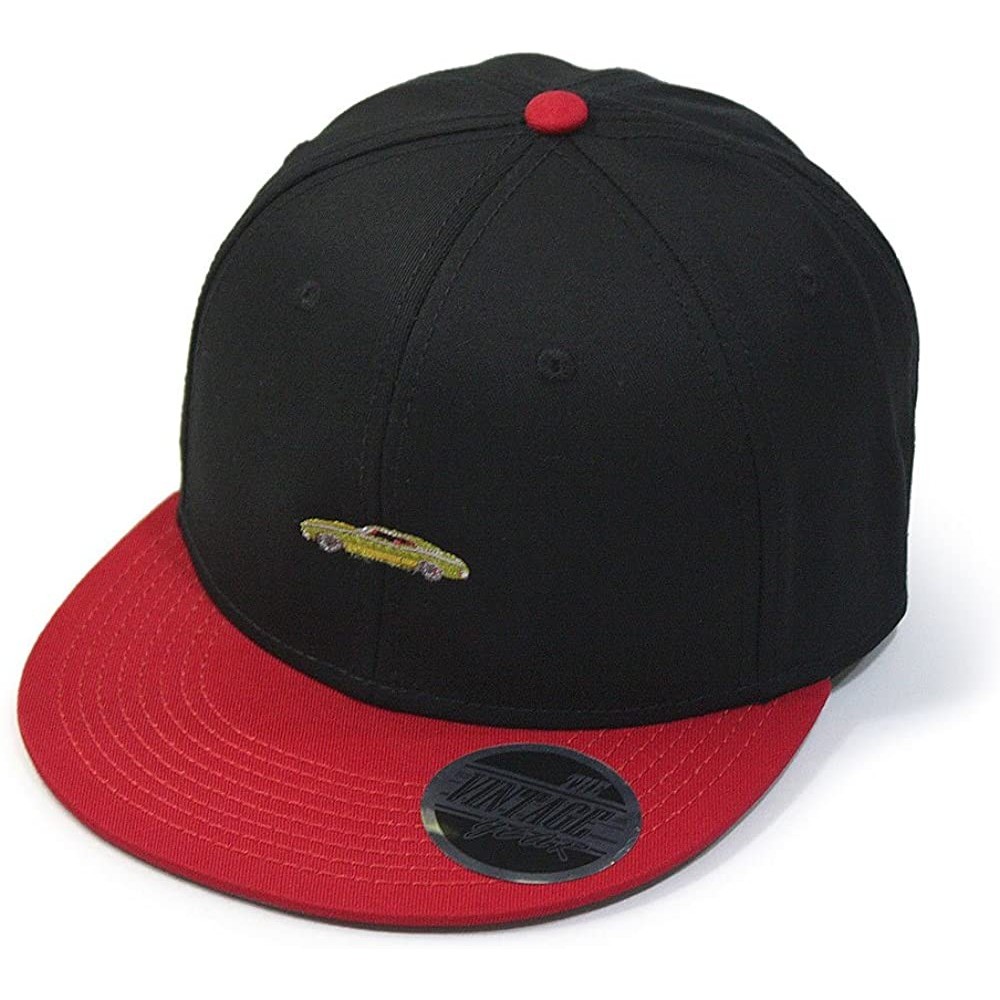 Baseball Caps Premium Plain Cotton Twill Adjustable Flat Bill Snapback Hats Baseball Caps - 70 Red/Black - C212MSKBYKB $14.55