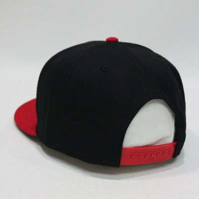 Baseball Caps Premium Plain Cotton Twill Adjustable Flat Bill Snapback Hats Baseball Caps - 70 Red/Black - C212MSKBYKB $14.55