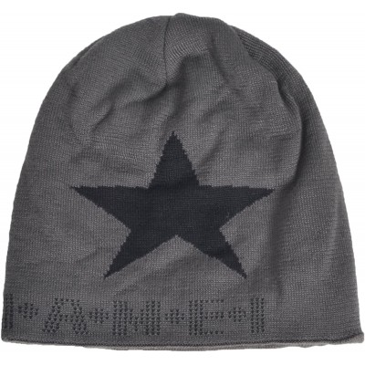 Skullies & Beanies Star Knit Winter Slouch Beanie Hat Warm Villus Lined Skull Ski Cap - Gray - CF11RSA89JF $10.58
