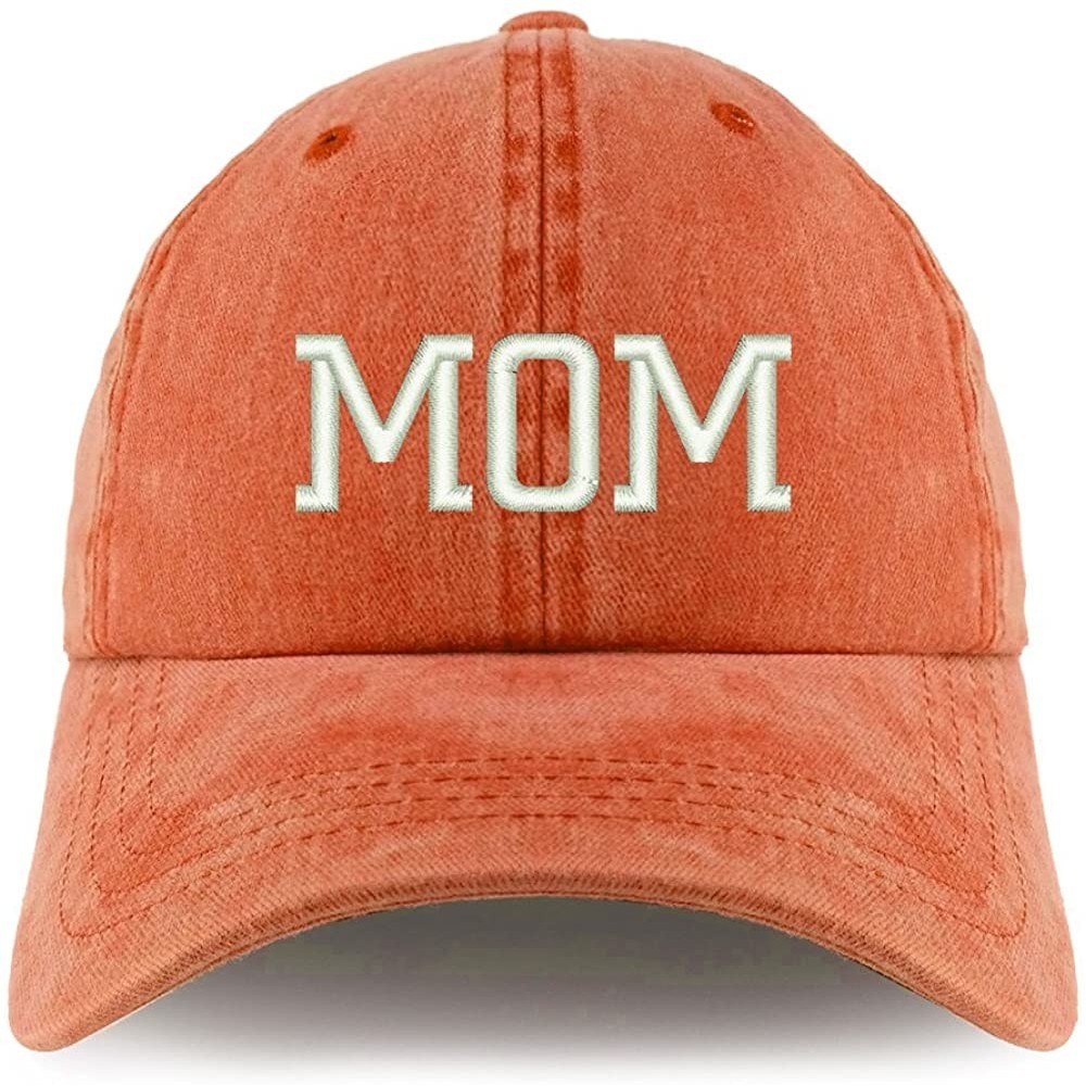 Baseball Caps Mom Embroidered Pigment Dyed Unstructured Cap - Orange - C718D4E66M9 $17.59