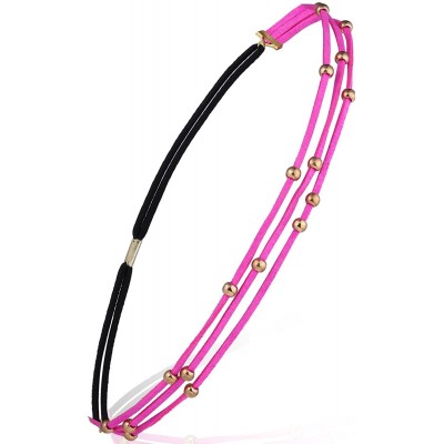 Headbands Women's Neon Rose Stretch Velvet Gold Beads Bling Headband(C27) - CC186ZSQYM2 $25.32