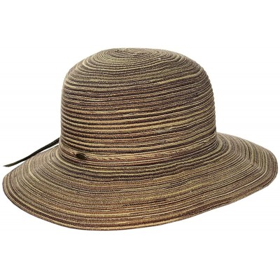 Sun Hats Spring Summer Multicolor Weaved Ribbon Floppy Brim Sun Hat - Brown - CP12E37N0IV $11.05