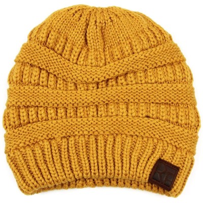 Skullies & Beanies Classic Cable Knit Beanie Detachable - Plain - Mustard - CS18Y56LYKR $9.59