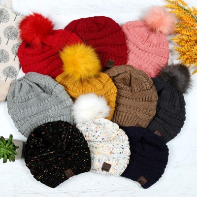 Skullies & Beanies Classic Cable Knit Beanie Detachable - Plain - Mustard - CS18Y56LYKR $9.59