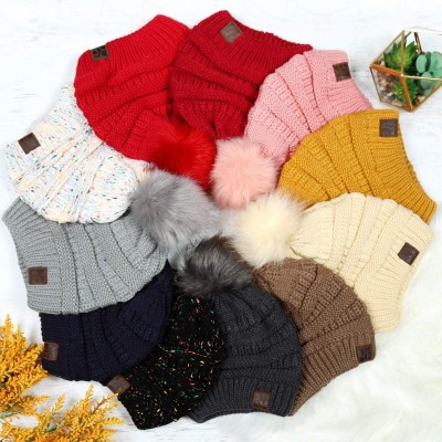 Skullies & Beanies Classic Cable Knit Beanie Detachable - Plain - Mustard - CS18Y56LYKR $9.59