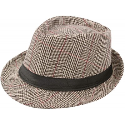 Fedoras Fedora Hats Men Vintage Plaid Gentleman Hats Jazz Caps Woolen Wide Brim Church Cap Male Outdoor Sun Hat - White - CP1...