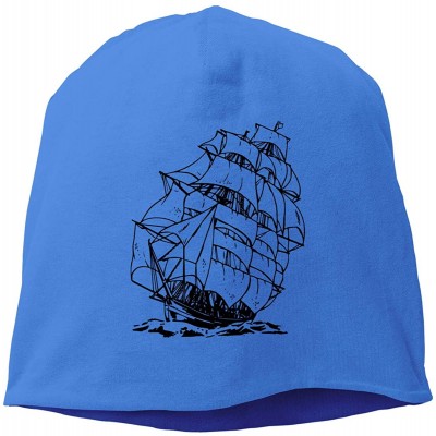 Skullies & Beanies Woman Skull Cap Beanie A Pirate Boat Headwear Knit Hat Warm Hip-hop Hat - Blue - CA18O0YDCYX $14.49