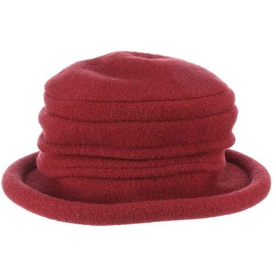 Bucket Hats Women's Packable Boiled Wool Cloche - Wine - CY11583NCKV $21.67