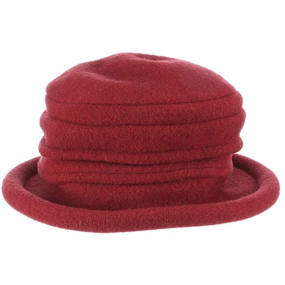 Bucket Hats Women's Packable Boiled Wool Cloche - Wine - CY11583NCKV $21.67