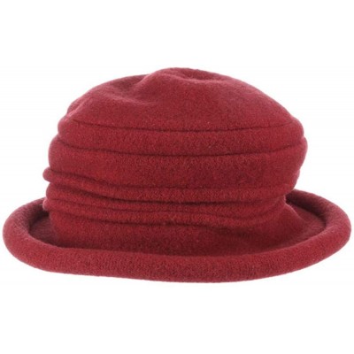 Bucket Hats Women's Packable Boiled Wool Cloche - Wine - CY11583NCKV $21.67