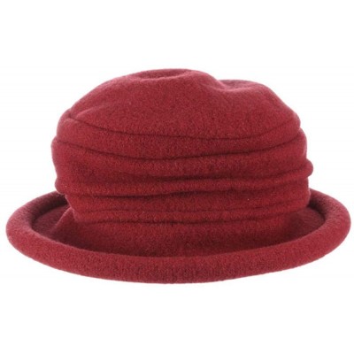 Bucket Hats Women's Packable Boiled Wool Cloche - Wine - CY11583NCKV $21.67