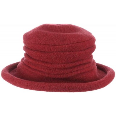 Bucket Hats Women's Packable Boiled Wool Cloche - Wine - CY11583NCKV $21.67