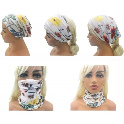 Skullies & Beanies Flower Printed Beanie Women Turban Headband Chemo Cap - 2 Pack Set 2 - CI18SXIIK98 $13.93