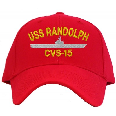 Baseball Caps USS Randolph CVS-15 Embroidered Pro Sport Baseball Cap - Red - CH182W4U28M $13.69