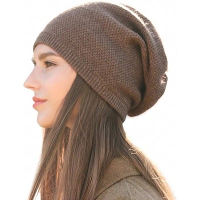 Skullies & Beanies 100% Cashmere Beanie Hat for Women Soft and Warm - Brown - CX18LS26KYA $26.90