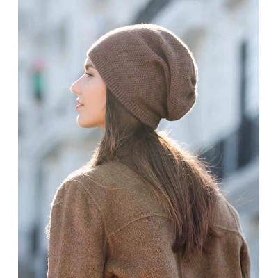 Skullies & Beanies 100% Cashmere Beanie Hat for Women Soft and Warm - Brown - CX18LS26KYA $26.90