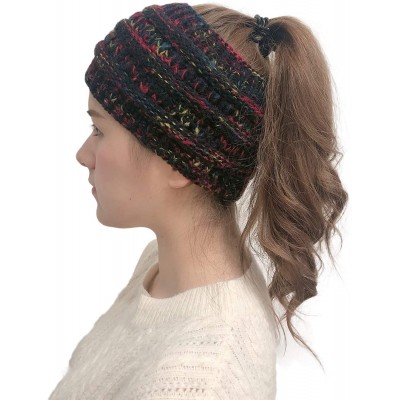 Skullies & Beanies Womens Beanie Hats - Women Winter Warm Hat Stretchy Knitted Headwear Soft Horsetail Messy Hats - Black 01 ...