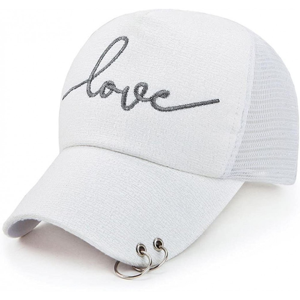 Baseball Caps Women Letter Love Baseball Cap Mesh Snapback Hat - White - CA187QZZ09E $11.33